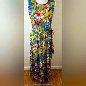 Women’s Shelby & Palmer Bright Floral Long Sleeveless Maxi Dress Size 6